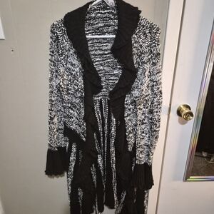 Elegant Black and White Women's Cardigan